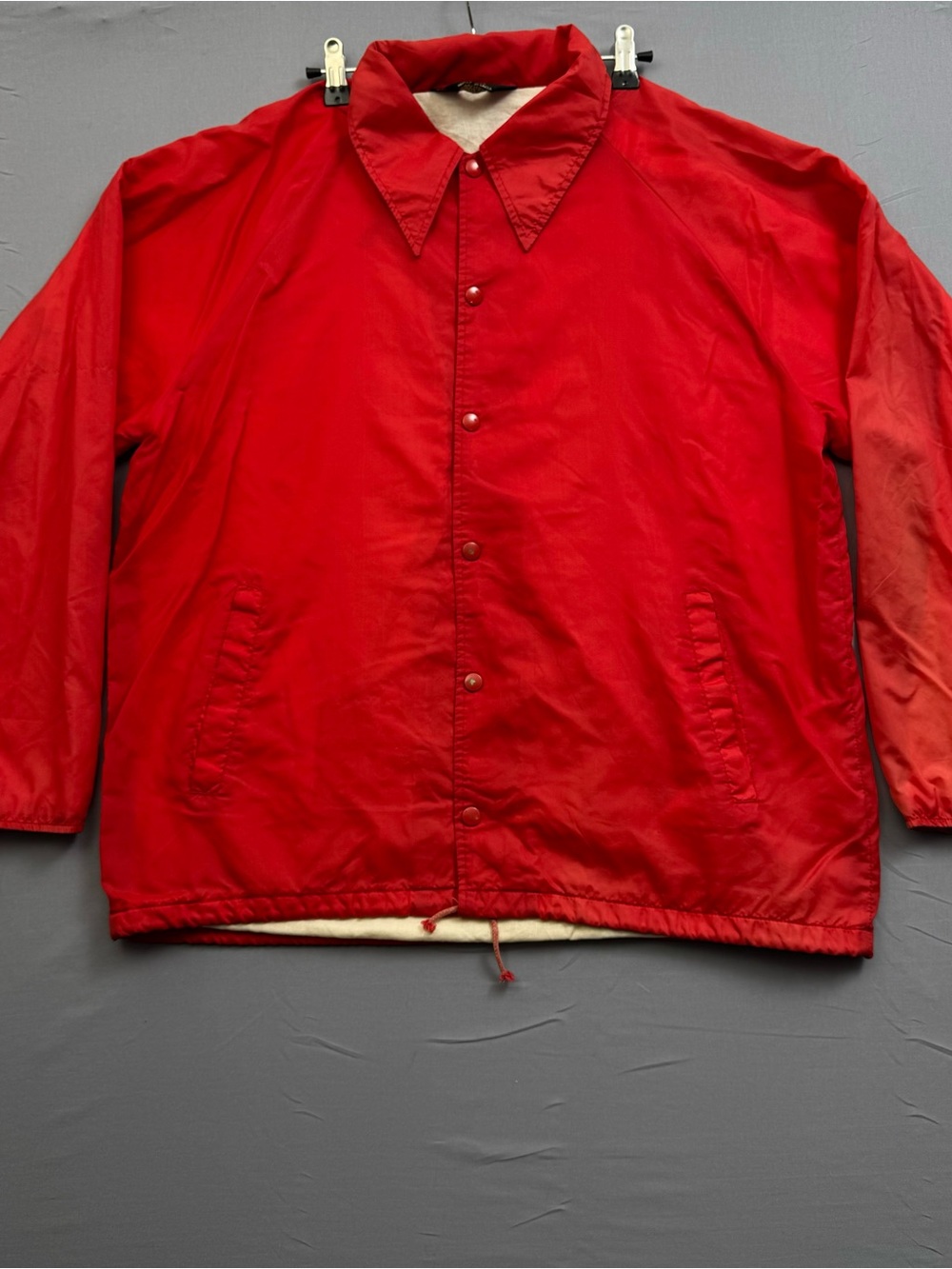 Vintage Sears Red Coach Jacket‎ Men's Snap Front Lined Point Collar Size L